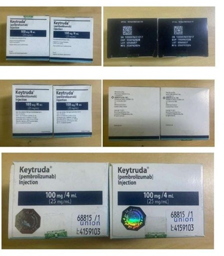 Versões falsificadas do medicamento injetável Keytruda eram vendidas para hospitais e clínicas de saúde por Divulgação/ Anvisa