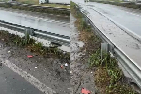 Quatro dos cinco carros acidentados foram flagrados em vídeo de um condutor que passava pela via por Reprodução/ Redes sociais