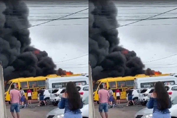 Incêndio gerou uma fumaça escura e densa na região por Reprodução/ TV Bahia