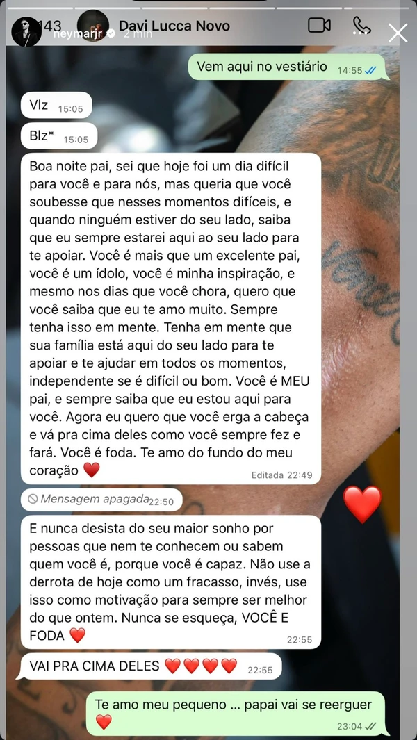 Mensagem de Davi para Neymar