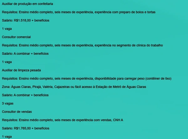 Veja vagas para esta terça-feira (19) por Reprodução