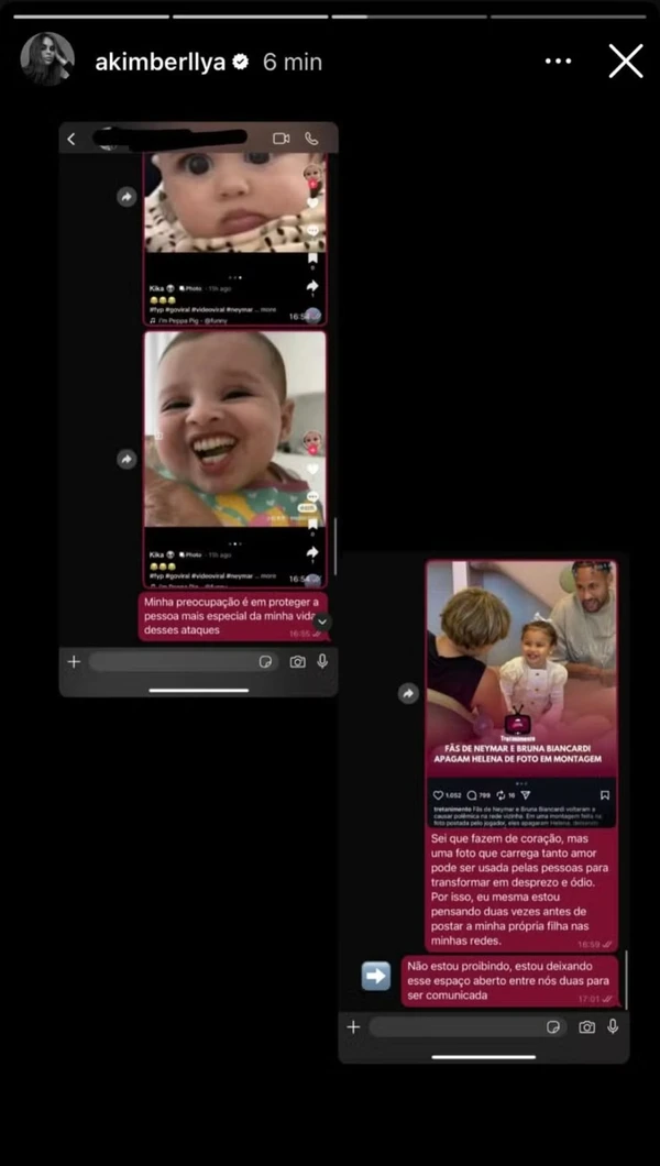 Amanda Kimberlly expõe conversas com Bruna Biancardi no story  por Reprodução/Instagram