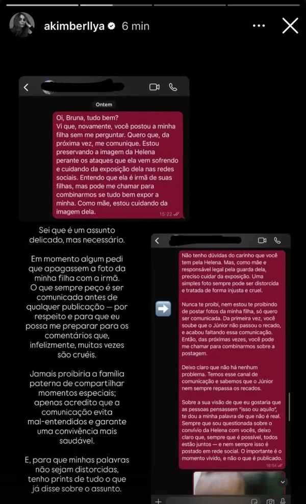 Amanda Kimberlly expõe conversas com Bruna Biancardi no story  por Reprodução/Instagram