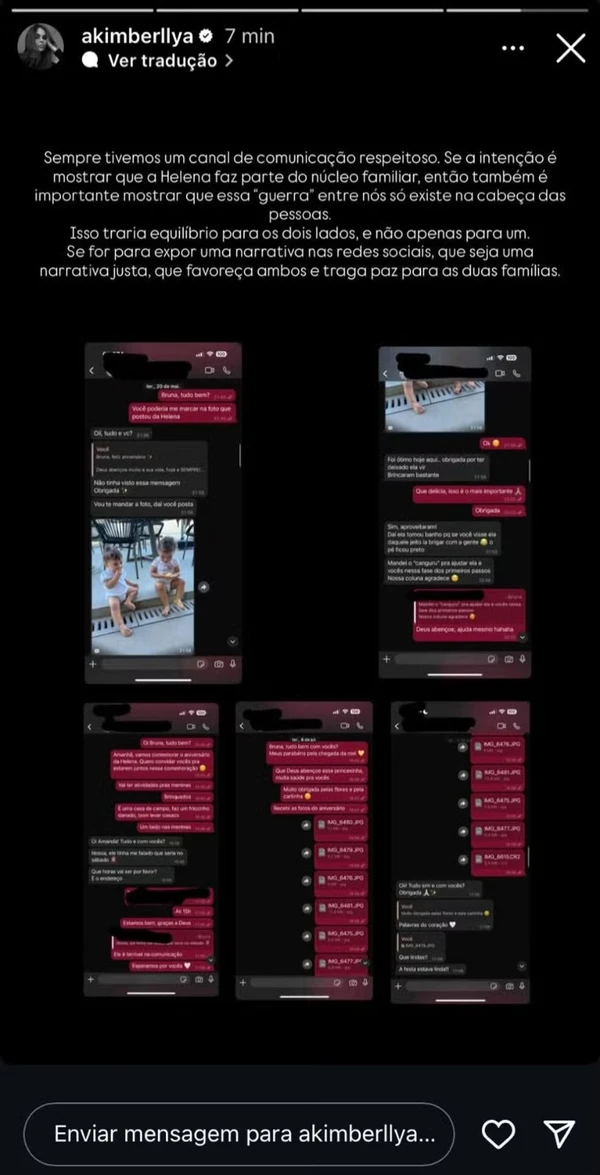 Amanda Kimberlly expõe conversas com Bruna Biancardi no story  por Reprodução/Instagram