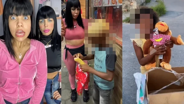 Influenciadoras foram condenadas por dar banana e macaco de pelúcia a crianças negras  por Reprodução