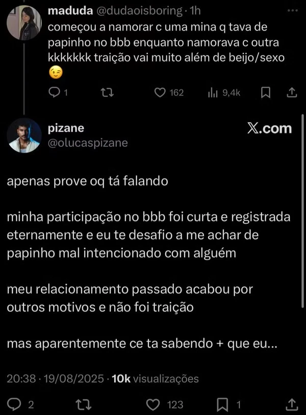 Giovanna Lima e Lucas Pizane por Reprodução/Instagram