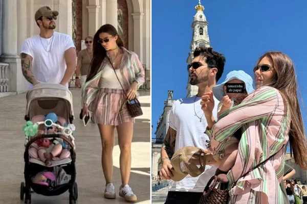 Luan Santana curte viagem com Jade Magalhães e a filha, Serena, em Portugal