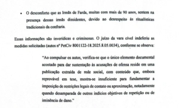 Trechos da denúncia por Reprodução