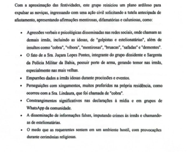 Trechos da denúncia por Reprodução
