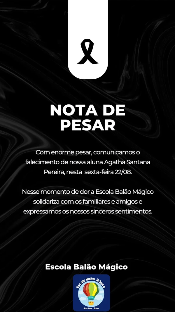 Escola lamentou a morte da jovem por Reprodução/ Redes sociais