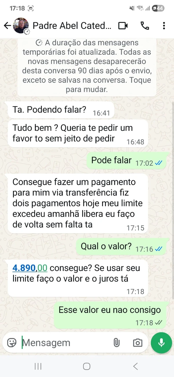 Golpista tentou se passar pelo padre por Leitor CORREIO