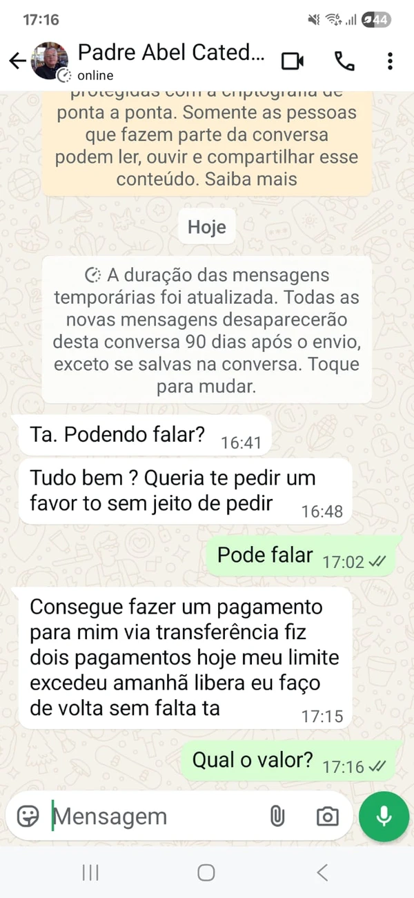 Golpista tentou se passar pelo padre por Leitor CORREIO