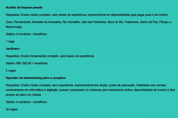 Veja vagas disponíveis por Reprodução