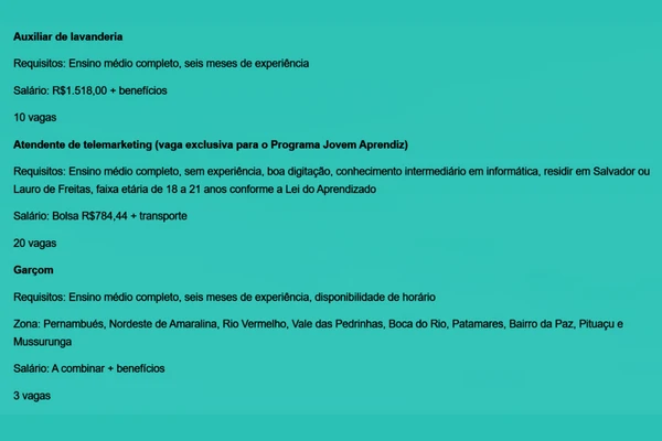 Veja vagas disponíveis por Reprodução