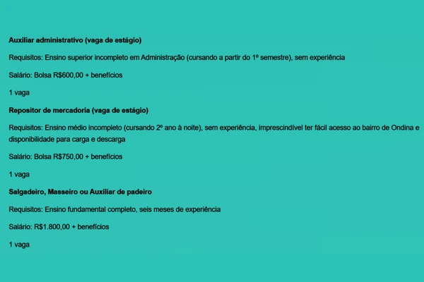 Veja vagas disponíveis por Reprodução