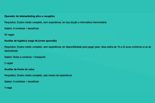 Veja vagas disponíveis por Reprodução