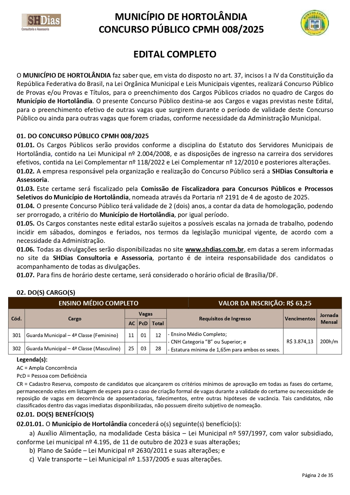 Confira o edital para o concurso da Prefeitura de Hortolândia por Reprodução