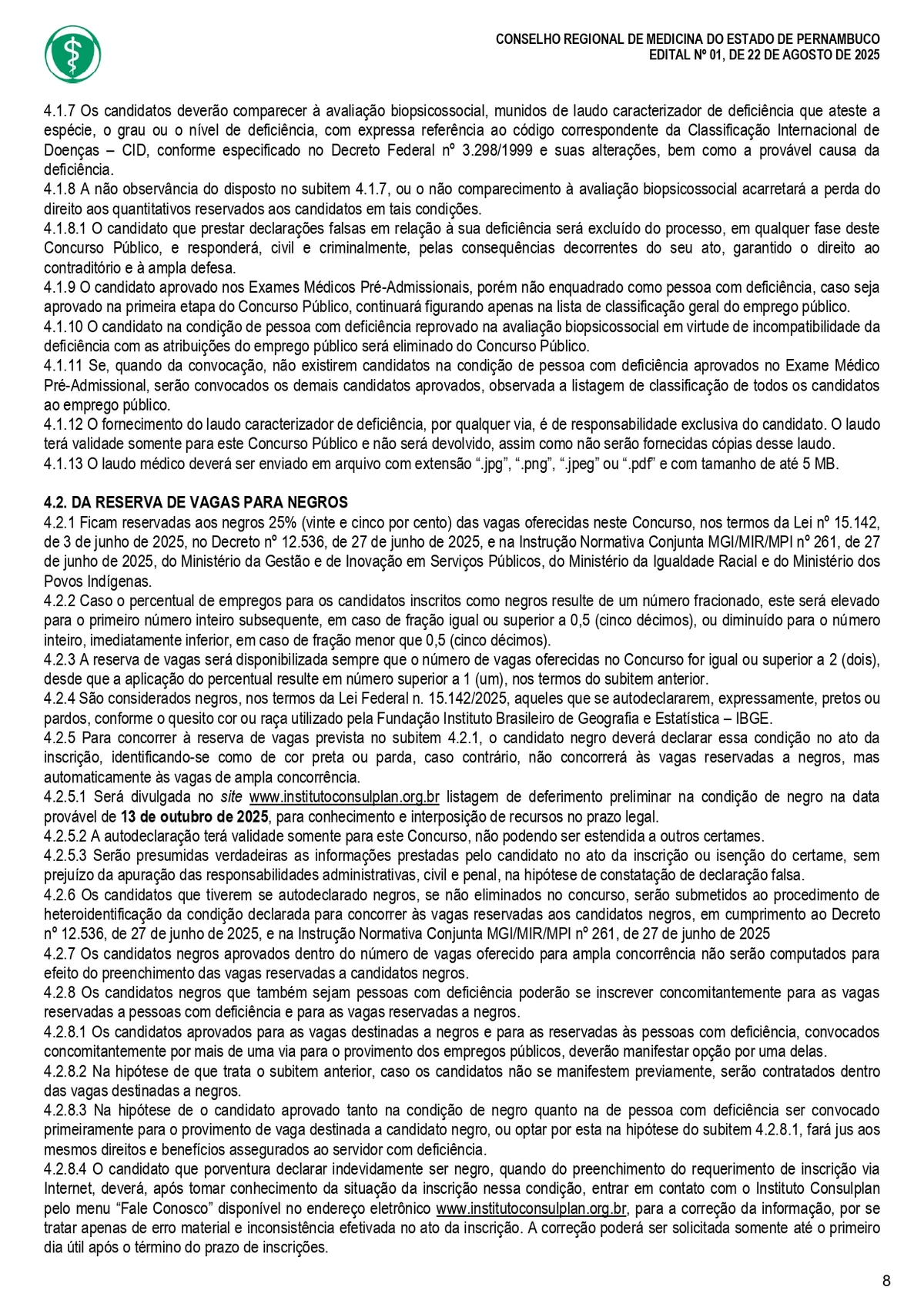 Confira o edital do concurso do Conselho Regional de Medicina do Estado de Pernambuco (Cremepe) por Reprodução 