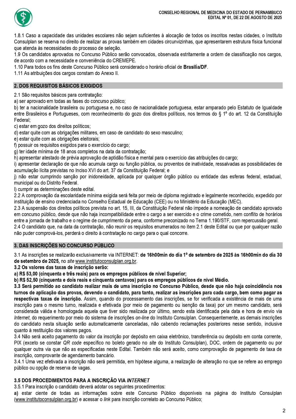 Confira o edital do concurso do Conselho Regional de Medicina do Estado de Pernambuco (Cremepe) por Reprodução