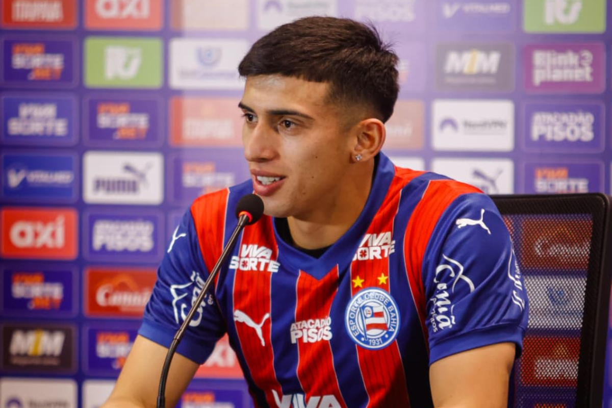 Mateo Sanabria foi apresentado como novo reforço do Bahia por Letícia Martins/ EC Bahia
