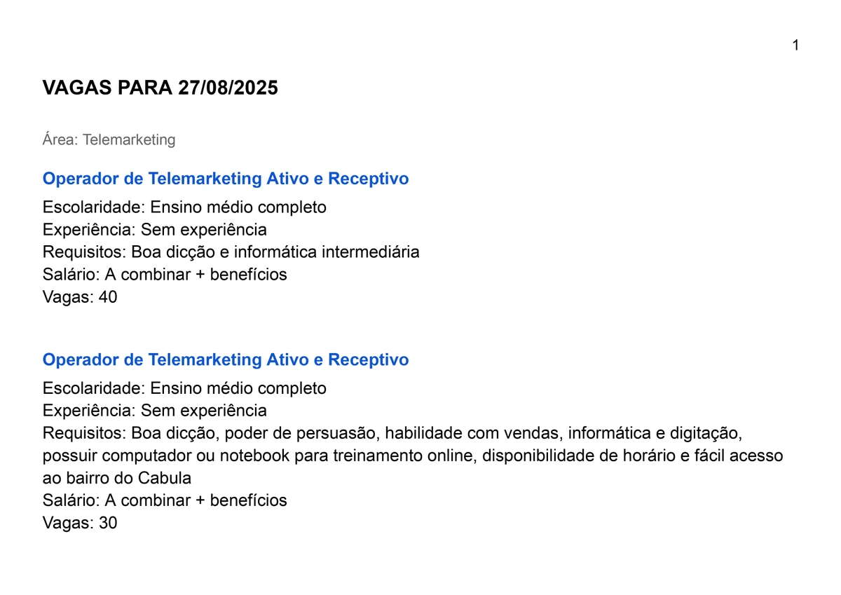 Veja vagas disponíveis por Reprodução