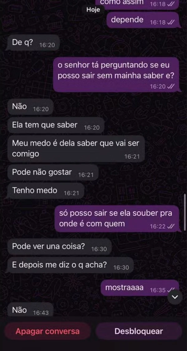 Veja prints de mensagens enviadas pelo advogado à filha por Reprodução/G1