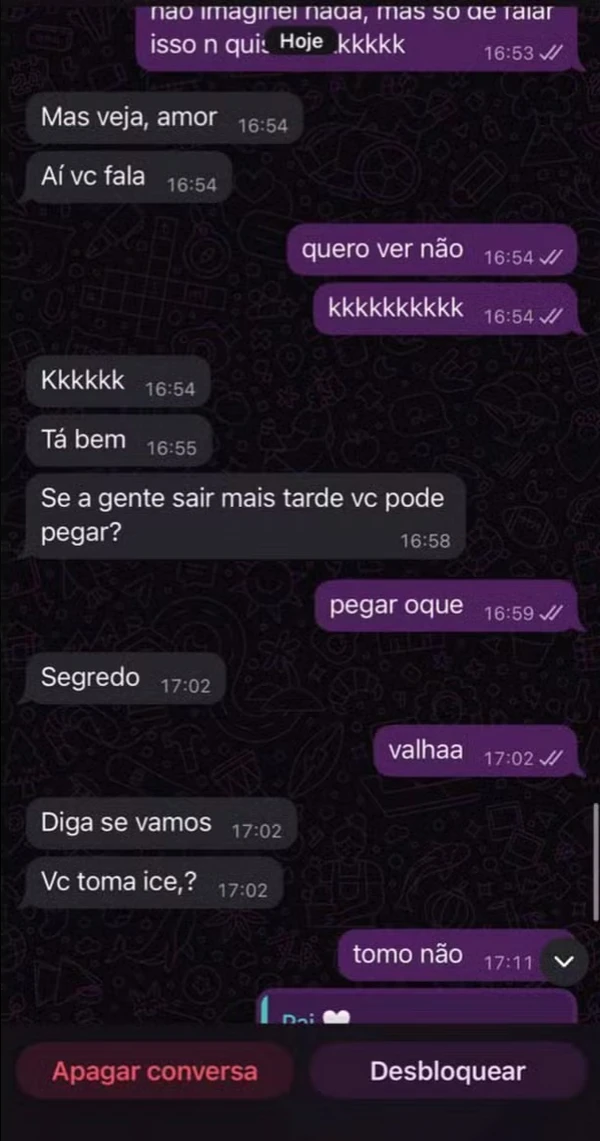 Veja prints de mensagens enviadas pelo advogado à filha por Reprodução/G1