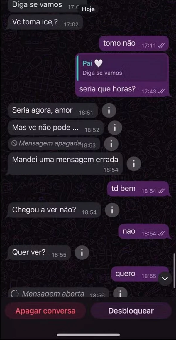 Veja prints de mensagens enviadas pelo advogado à filha por Reprodução/G1