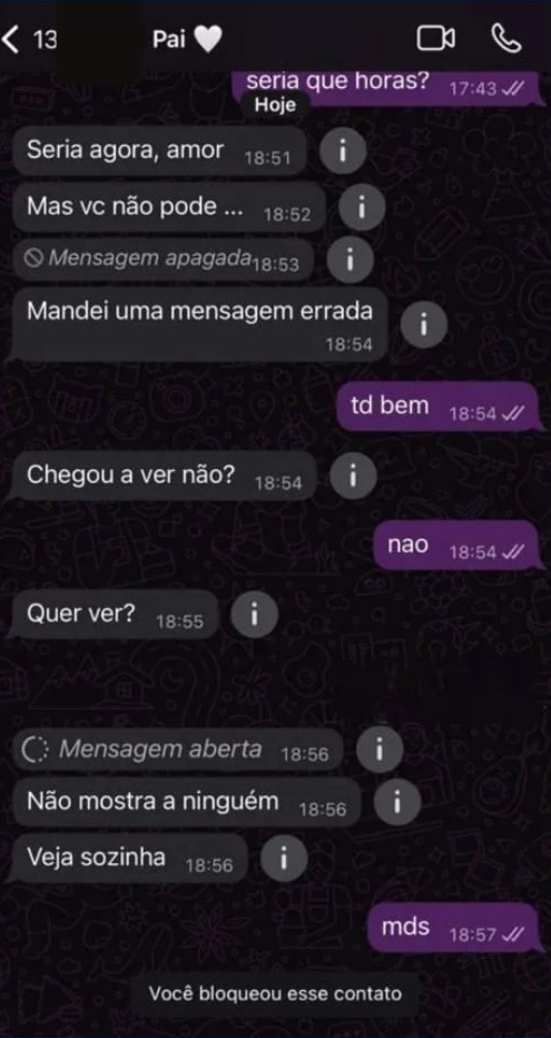 Veja prints de mensagens enviadas pelo advogado à filha por Reprodução/ Diário de Pernambuco