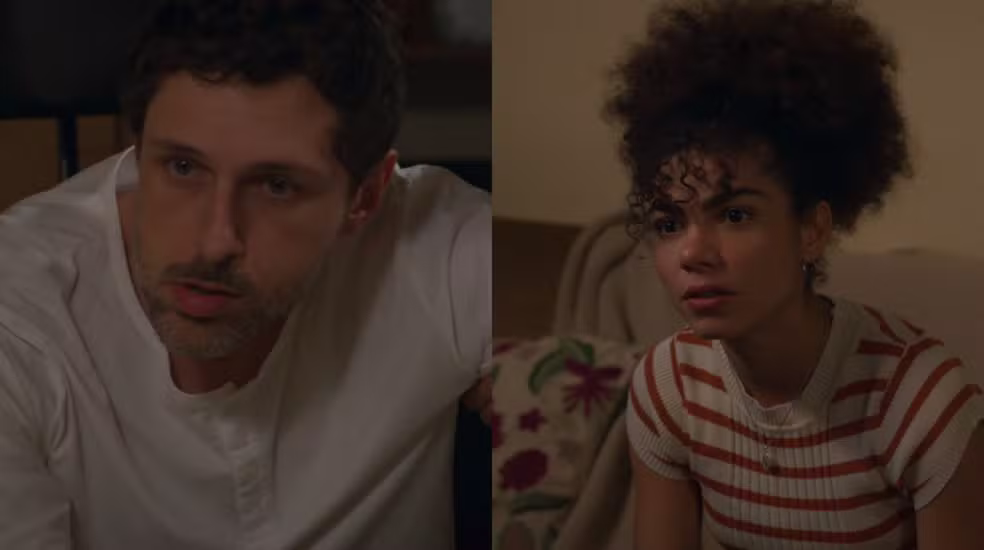 Ana Clara (Samantha Jones) e Leonardo (Guilherme Magon) em 'Vale Tudo' por Reprodução