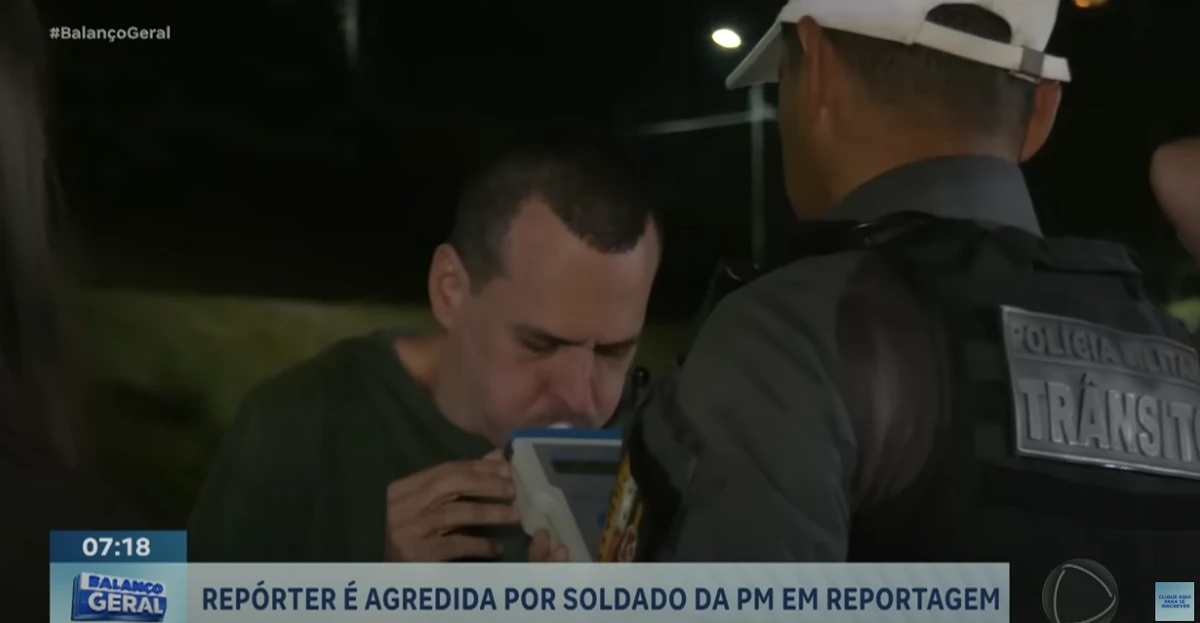 Repórter foi agredida quando cobria acidente  por Reprodução/TV Record