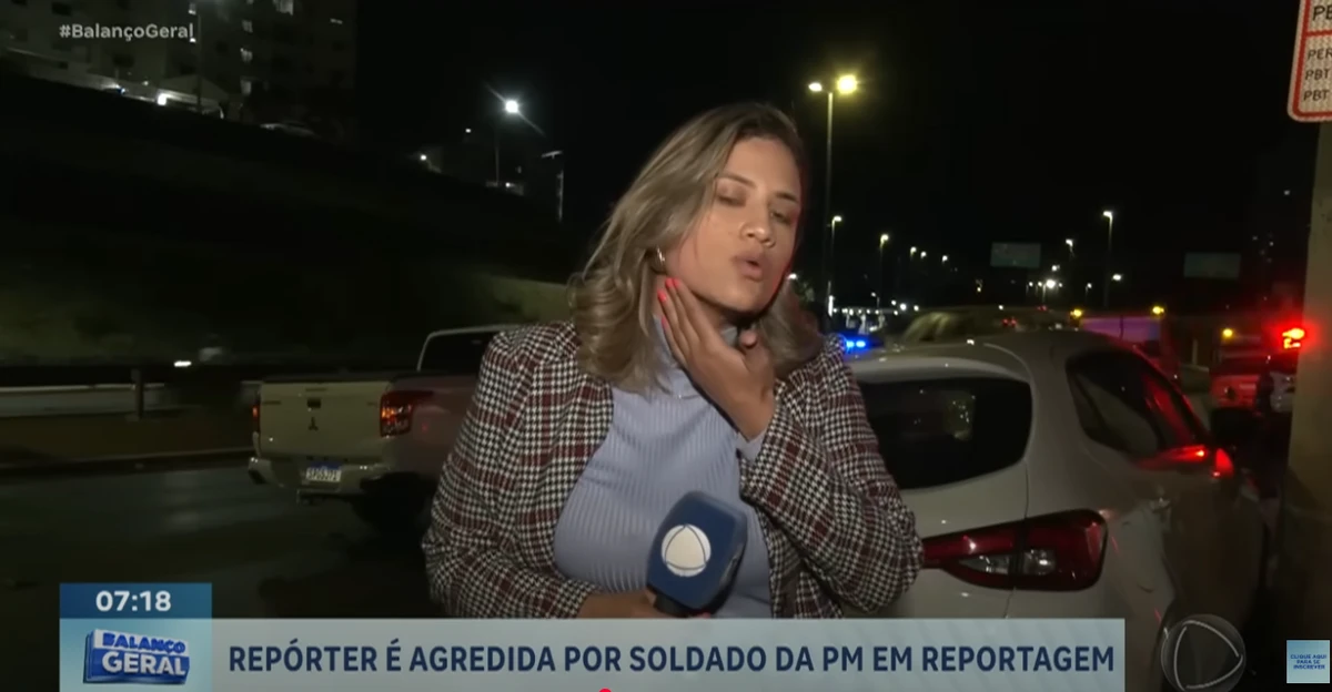 Repórter foi agredida quando cobria acidente  por Reprodução/TV Record