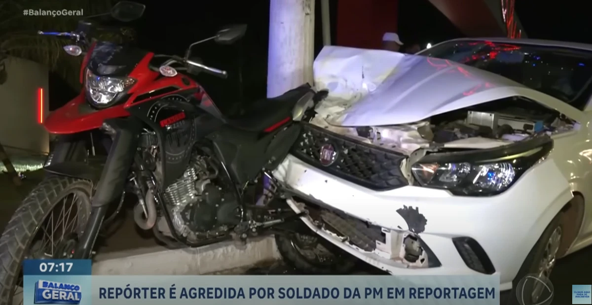 Repórter foi agredida quando cobria acidente  por Reprodução/TV Record