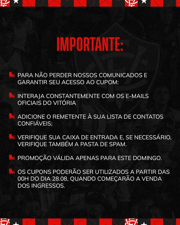 Sócios do Vitória receberam cupom exclusivo por e-mail por Reprodução/ Redes sociais