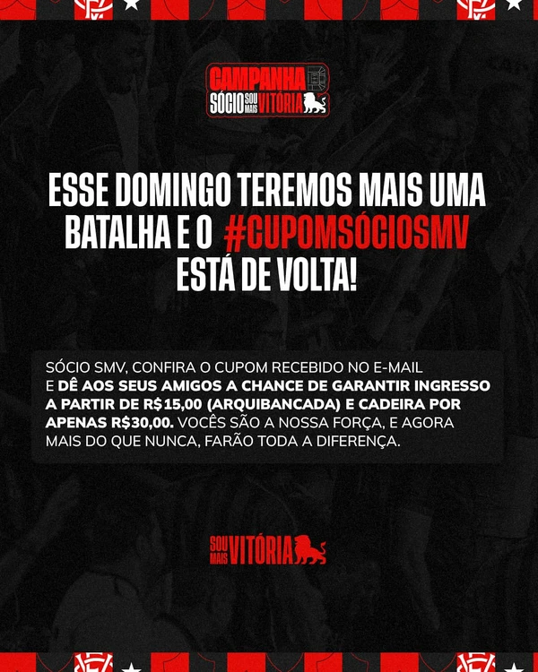 Sócios do Vitória receberam cupom exclusivo por e-mail por Reprodução/ Redes sociais