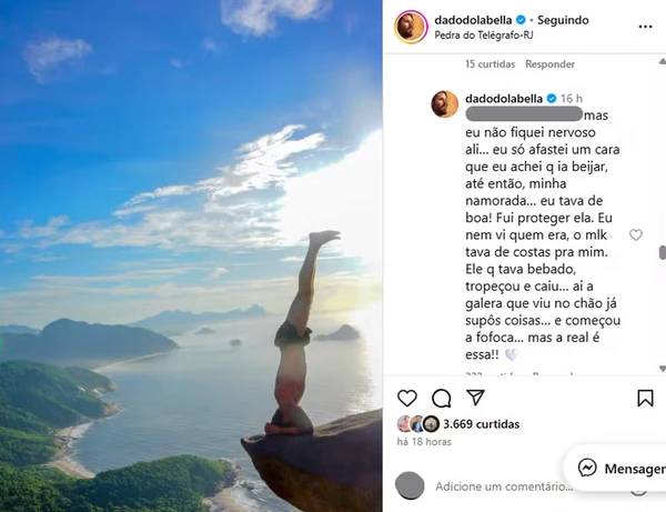Dado Dolabella se pronuncia sobre treta por Reprodução