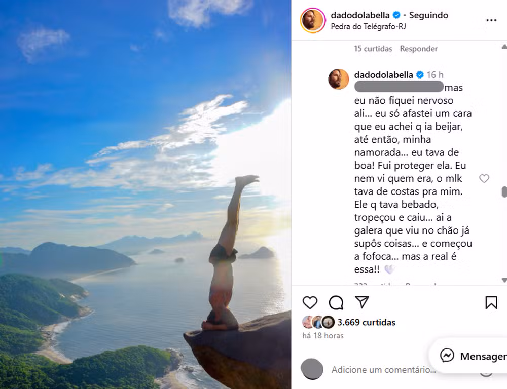 Dado Dolabella se pronuncia sobre treta por Reprodução