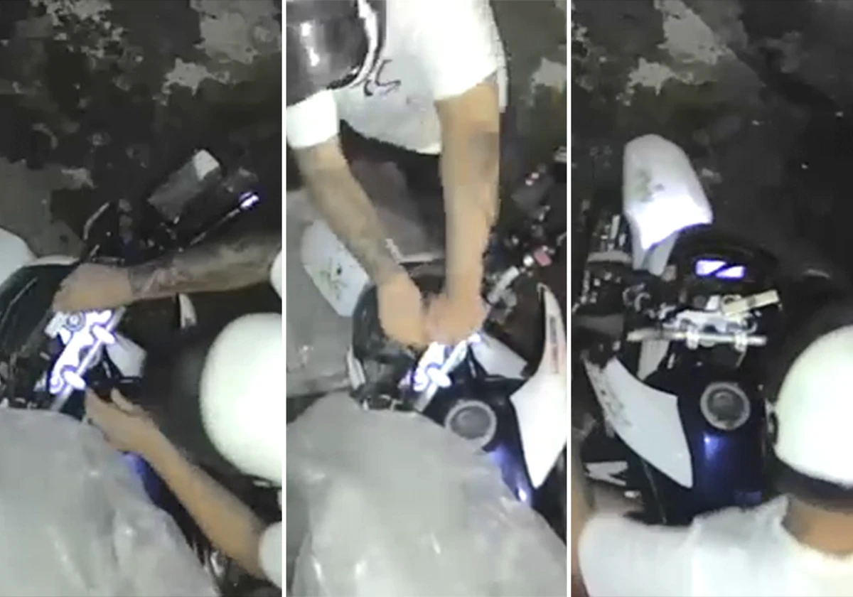 Dupla rouba moto estacionada na porta da casa do dono