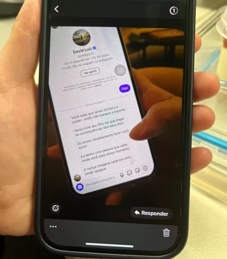 Mensagem enviada com ameaça por Reprodução