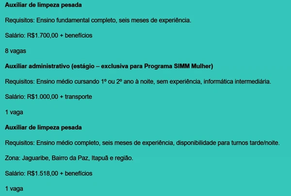 Vejas todas as vagas por Reprodução
