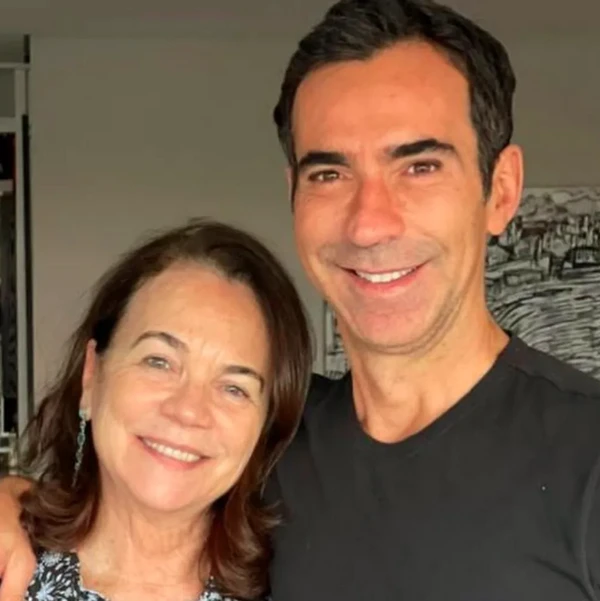 César Tralli e a mãe