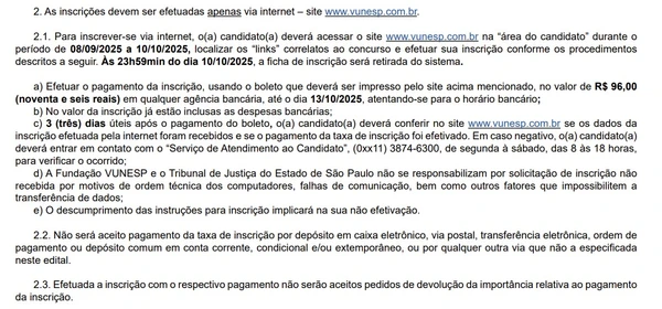 Confira detalhes do edital do TJ-SP  por Captura de tela 