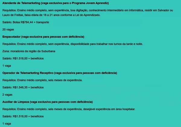 Veja vagas por Reprodução
