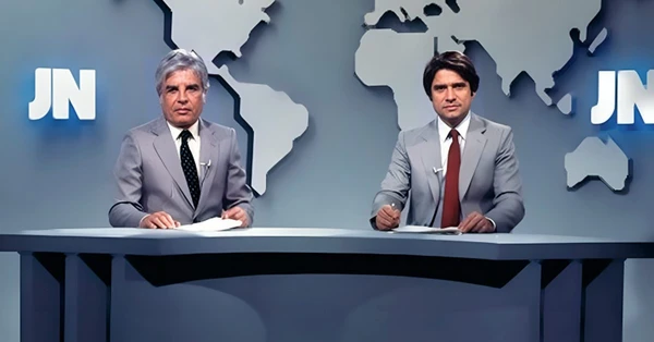Sérgio Chapelin – 1972 a 1983; retorna em 1989 a 1996, sempre ao lado de Cid Moreira  por Reprodução/Memória Globo