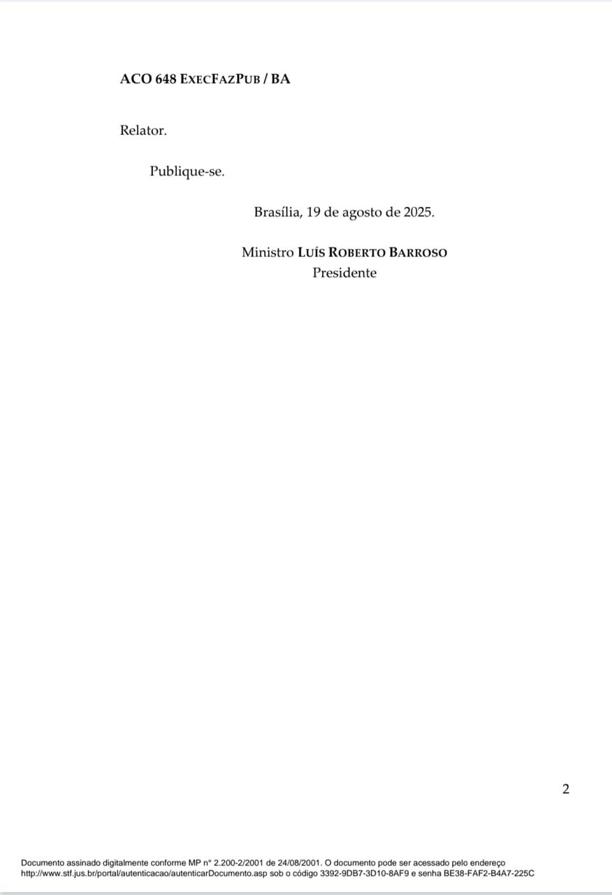 STF autoriza repasse para o Governo do Estado por Reprodução