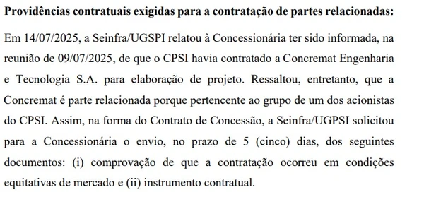 Concessionária deve esclarecer contratação de empresa ligada a um dos acionistas do consórcio por Reprodução