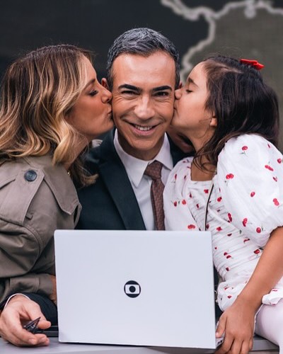 Ticiane Pinheiro, César Tralli e Manuella por Reprodução/Instagram