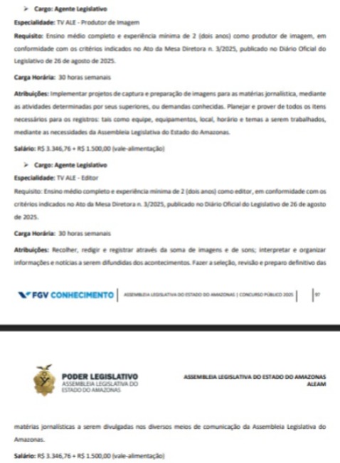 Veja vagas do concurso da Aleam  por Reprodução