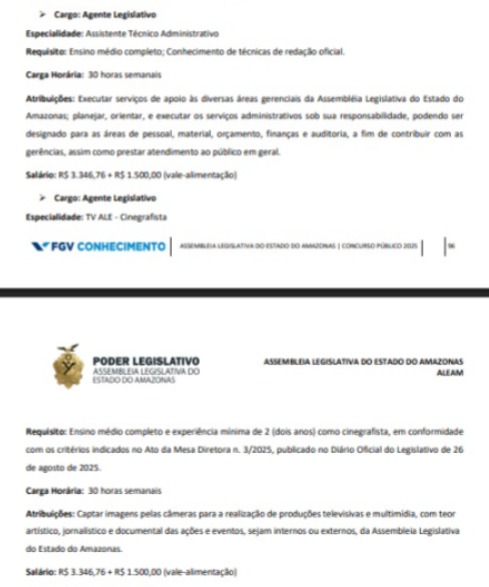Veja vagas do concurso da Aleam  por Reprodução
