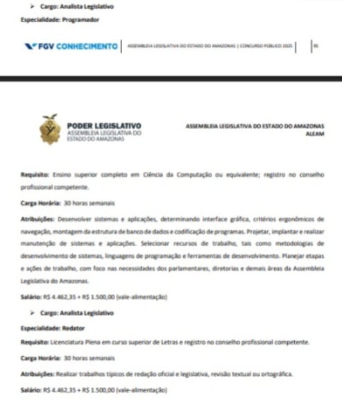 Veja vagas do concurso da Aleam  por Reprodução